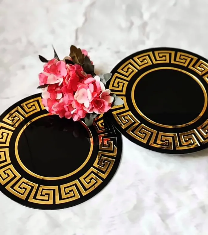 Greek Key Round Mats